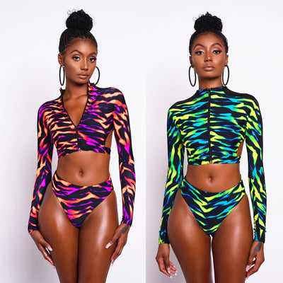 Bikini Estampado con Halter y Cierre - Diseño Europeo Sexy - Image 4