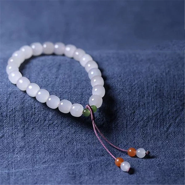 Pulsera de Jade Hetian Blanco Raíz de Loto