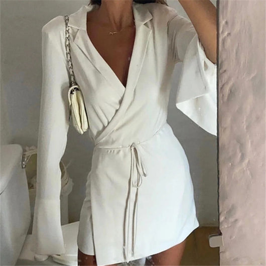 Vestido Camisero Coreano Elegante Manga Larga Cuello Clásico - Image 7