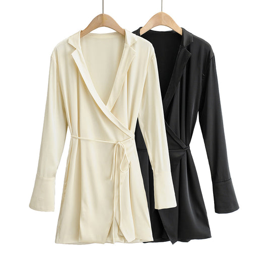 Vestido Camisero Coreano Elegante Manga Larga Cuello Clásico - Image 6