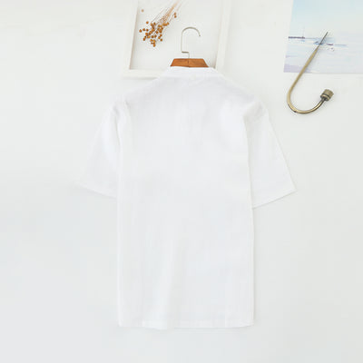 Camisa de Lino con Cuello Mao para Hombre - Diseño Minimalista Primavera Verano - Image 10