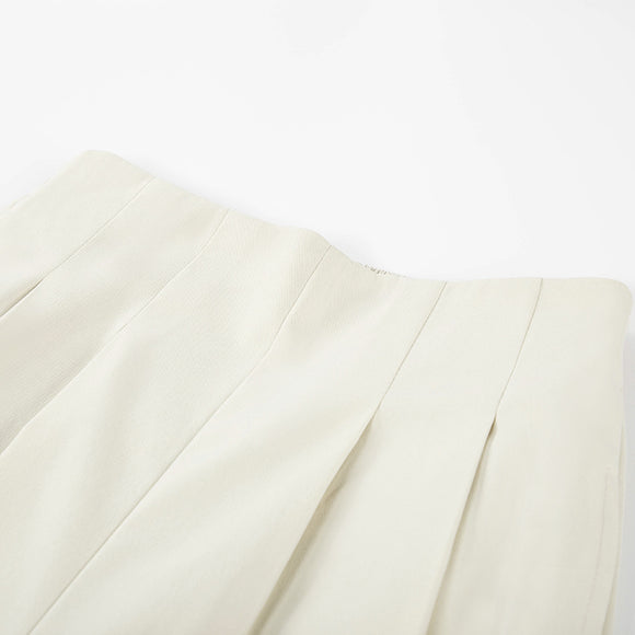 Pantalones Casuales Mujer Cintura Elástica Plisados Corte Recto