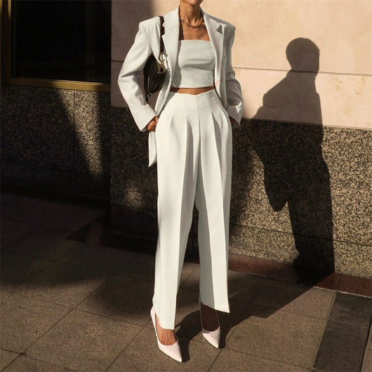 Pantalones Casuales Mujer Cintura Elástica Plisados Corte Recto - Image 3