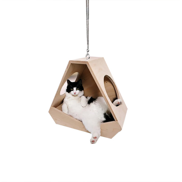 Colgante de Gato de Madera Artesanal