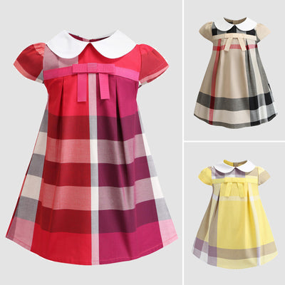 Vestidos Infantiles de Algodón con Cuadros - Faldas de Manga Corta para Niñas - Image 6