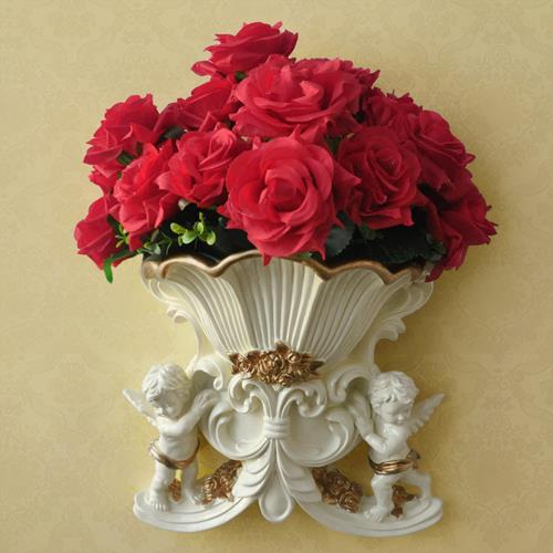 Decoración de Pared Ángeles Dobles Estilo Europeo con Jarrón Simulado para Sala de Estar - Image 17