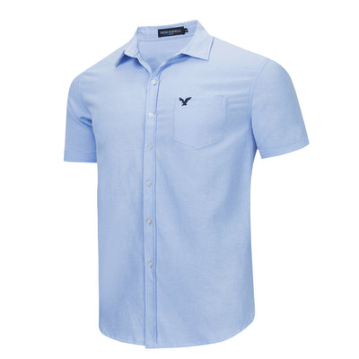 Camisa de Algodón Puro con Bolsillo - Manga Corta Color Sólido - Image 4