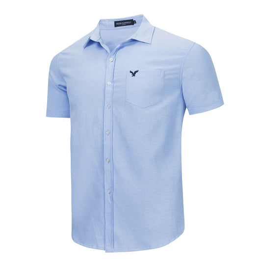Camisa de Algodón Puro con Bolsillo - Manga Corta Color Sólido - Image 4