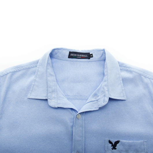 Camisa de Algodón Puro con Bolsillo - Manga Corta Color Sólido - Image 2