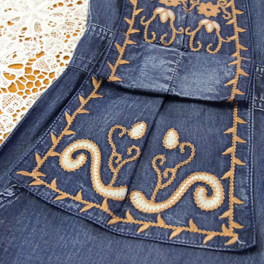 Jumpsuit Denim Retro de Cintura Alta con Bordados para Mujer - Primavera Verano - Image 9