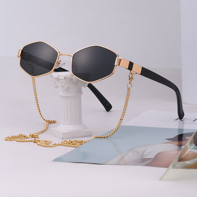 Gafas de Sol con Marco Irregular y Cadena Fashion - Image 18