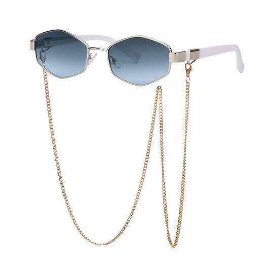 Gafas de Sol con Marco Irregular y Cadena Fashion