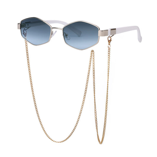 Gafas de Sol con Marco Irregular y Cadena Fashion