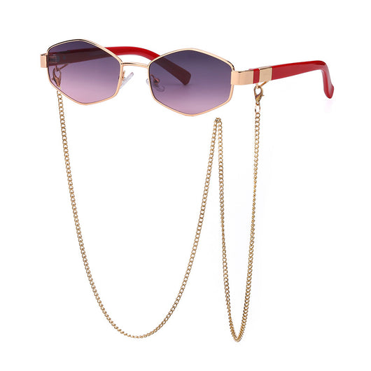 Gafas de Sol con Marco Irregular y Cadena Fashion - Image 11