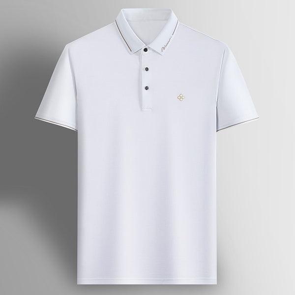 Camisa Polo de Seda Casual Business para Hombre - Manga Corta Transpirable