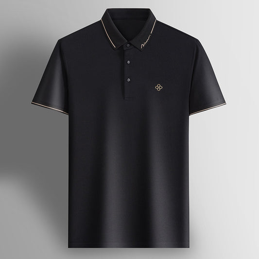 Camisa Polo de Seda Casual Business para Hombre - Manga Corta Transpirable