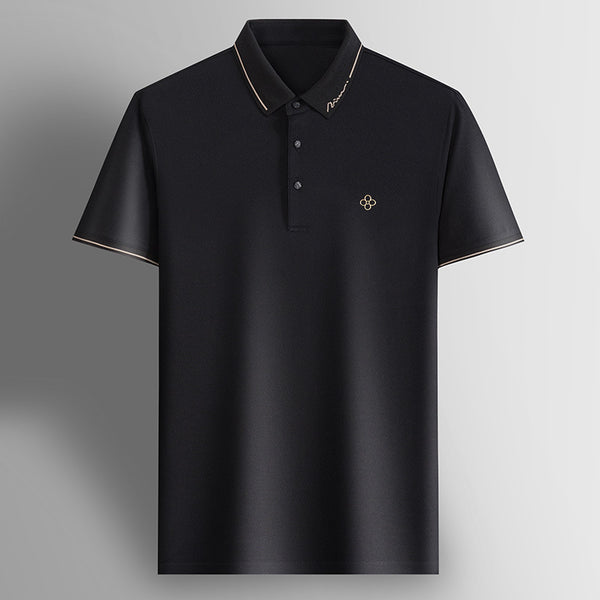 Camisa Polo de Seda Casual Business para Hombre - Manga Corta Transpirable