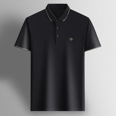 Camisa Polo de Seda Casual Business para Hombre - Manga Corta Transpirable