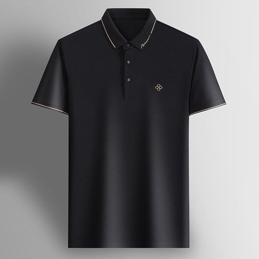 Camisa Polo de Seda Casual Business para Hombre - Manga Corta Transpirable