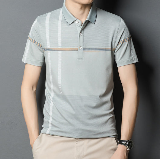 Polo Ejecutivo de Seda Helada para Hombre - Manga Corta Fresca y Elegante - Image 9