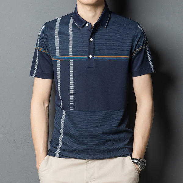 Polo Ejecutivo de Seda Helada para Hombre - Manga Corta Fresca y Elegante