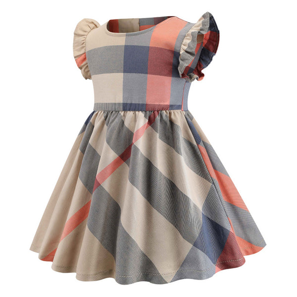 Vestido de Algodón Infantil con Mangas Volantes y Pliegues para Niñas - Image 2