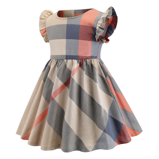 Vestido de Algodón Infantil con Mangas Volantes y Pliegues para Niñas - Image 4