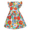 Vestido Infantil Estilo Verano con Mangas Volantes y Estampado Bicolor