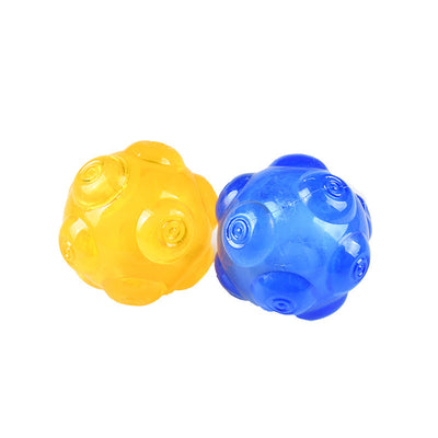 Translucent blue pet toy ball with textured nubs, designed for dogs to chew and play with. - Image 4