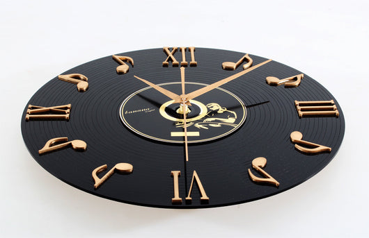 Reloj de Pared Estéreo 3D Notas Musicales Retro Dorado - Disco Vinilo Vintage - Image 6