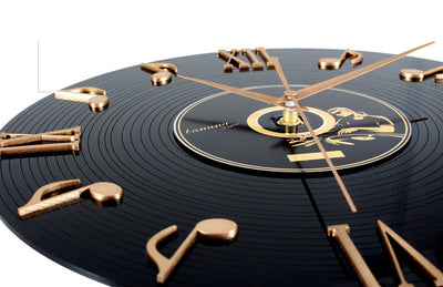 Reloj de Pared Estéreo 3D Notas Musicales Retro Dorado - Disco Vinilo Vintage - Image 5