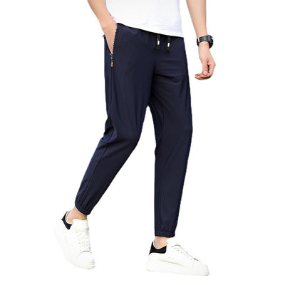 Pantalones Capri de Seda Helada Color Sólido Sección Fina - Image 9