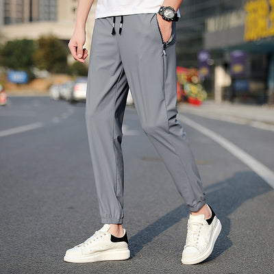 Pantalones Capri de Seda Helada Color Sólido Sección Fina - Image 3