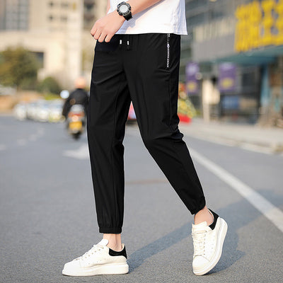 Pantalones Capri de Seda Helada Color Sólido Sección Fina - Image 2