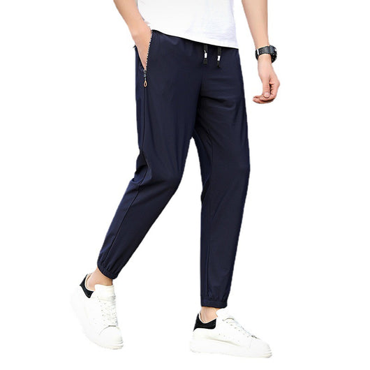Pantalones Capri de Seda Helada Color Sólido Sección Fina - Image 5