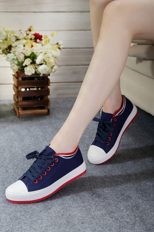 Zapatos de Lona Ligeros y Equilibrados para Mujer con Ribete de Color Sólido - Image 10