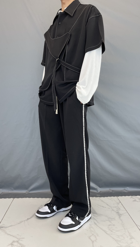 Chaleco Casual Negro de Manga Corta Unisex