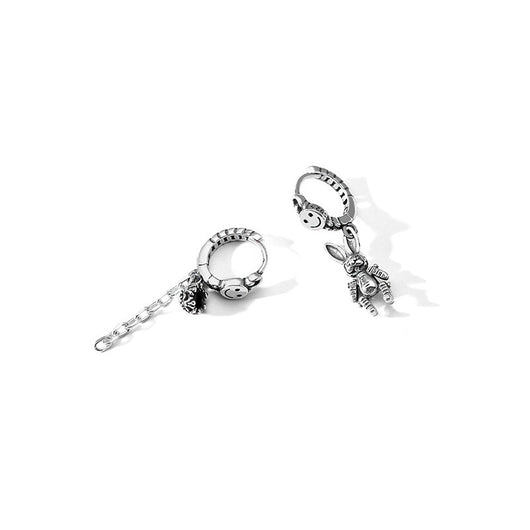 Aretes de Plata 925 Asimétricos Conejo con Borlas - Image 4