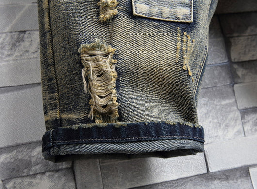 Pantalones Cortos Denim Rotos para Hombre - Estilo Five-point - Image 9