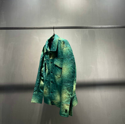Tela Tie-dye Verde Malla Compuesta de Algodón Reconstituid