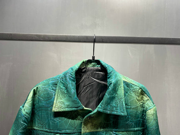 Tela Tie-dye Verde Malla Compuesta de Algodón Reconstituid