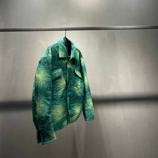 Tela Tie-dye Verde Malla Compuesta de Algodón Reconstituid - Image 3