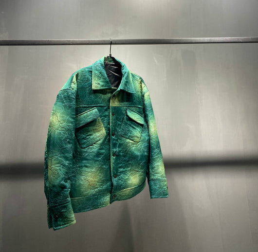 Tela Tie-dye Verde Malla Compuesta de Algodón Reconstituid - Image 4