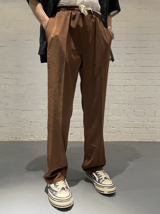 Pantalón Ancho Caramelo Talle Alto Drapeado Ligero Primavera Verano