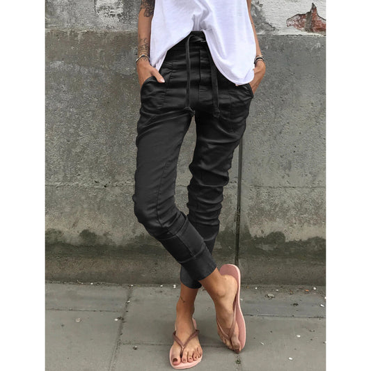 Pantalones Casuales de Cintura Elástica con Micro Stretch