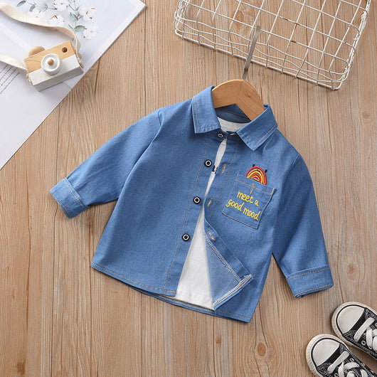 Camisa Cuadriculada Infantil Estilo Coreano Suelta Solapa Larga - Image 53