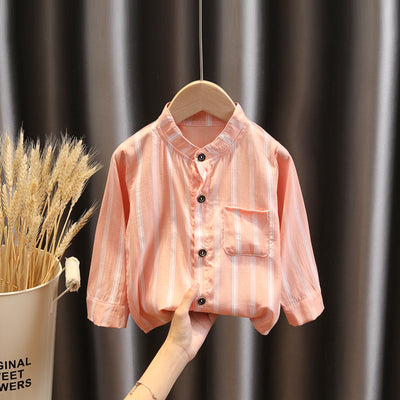 Camisa de Cuadros Infantil Estilo Coreano Suelta con Solapa Manga Larga - Image 34