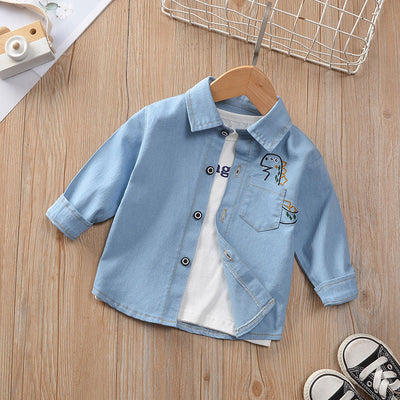 Camisa de Cuadros Infantil Estilo Coreano Suelta con Solapa Manga Larga - Image 50
