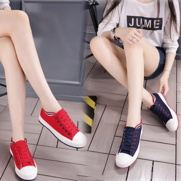 Zapatos de Lona Ligeros y Equilibrados para Mujer con Ribete de Color Sólido