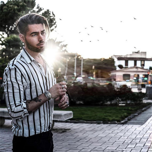 Camisa Casual Slim Fit con Rayas Verticales para Hombre - Image 12